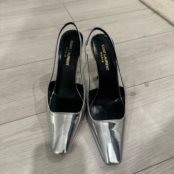 Saint Laurent Silver Blade Slingback Pumps - Picture 4 of 7